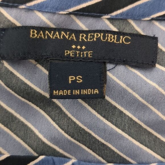 Banana Republic Side Tie Striped Short Sleeve Blouse Womens Size Small Petite - Picture 4 of 7